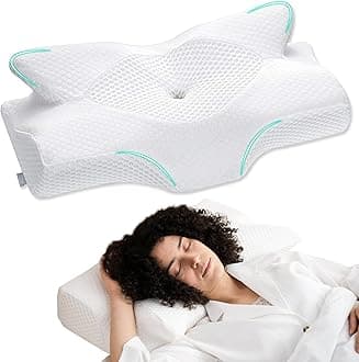 Elviros Cervical Memory Foam Pillow, Contour Pillows for Neck and Shoulder Pain, Ergonomic Orthopedic Sleeping Neck Contoured Support Pillow for Side Sleepers, Back and Stomach Sleepers(Medium Firm)
