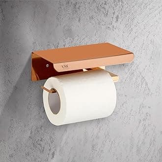 USF Bath Accessories 3 Piece Toilet Paper Roll Holder for Bathroom, 304 Stainless Steel Toilet Paper Holder in Bathroom, Toilet Tissue Roll Holder for Bathroom Accessories(Rose Gold,Square)