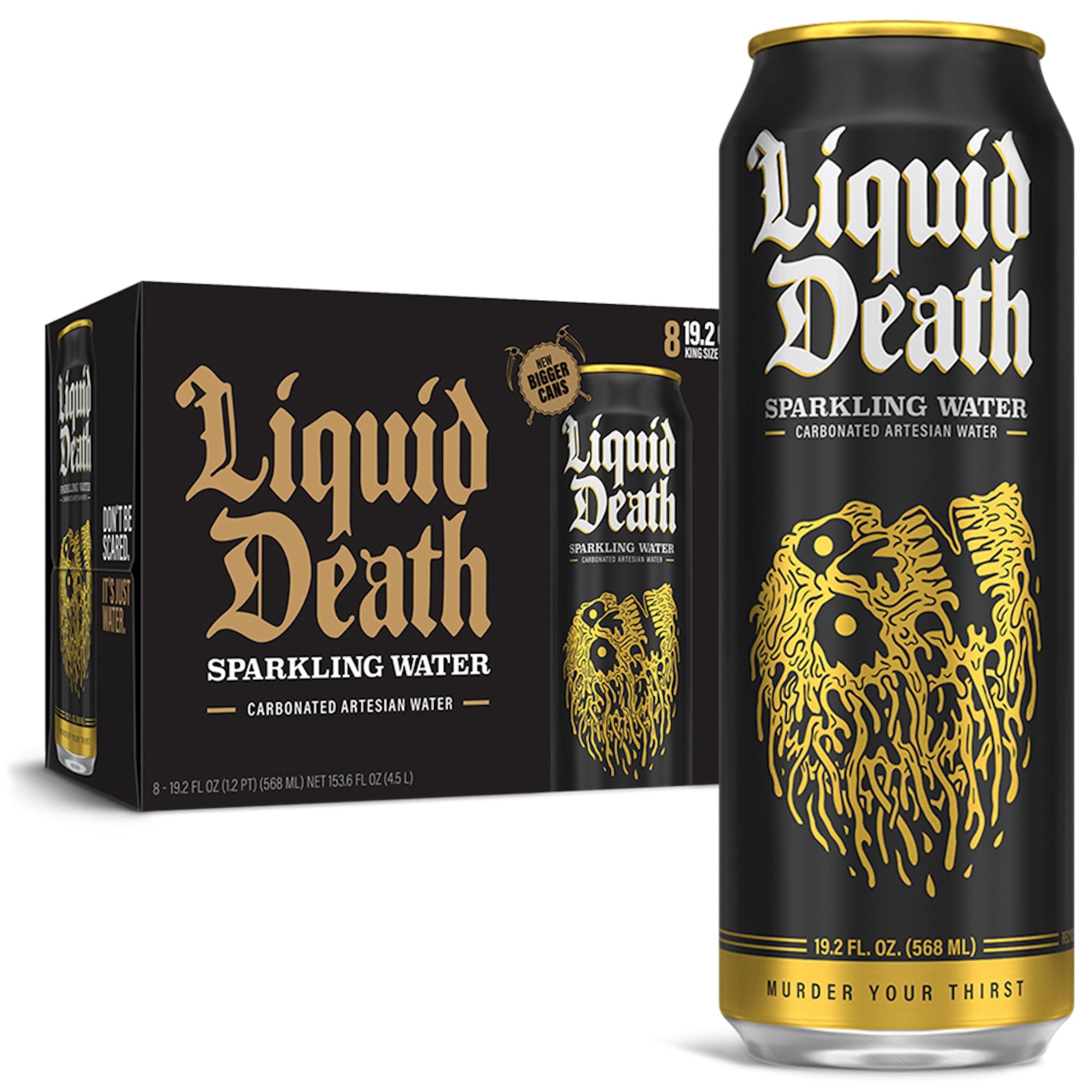 Liquid Death Sparkling Water, 19.2 oz King Size Cans (8-Pack)