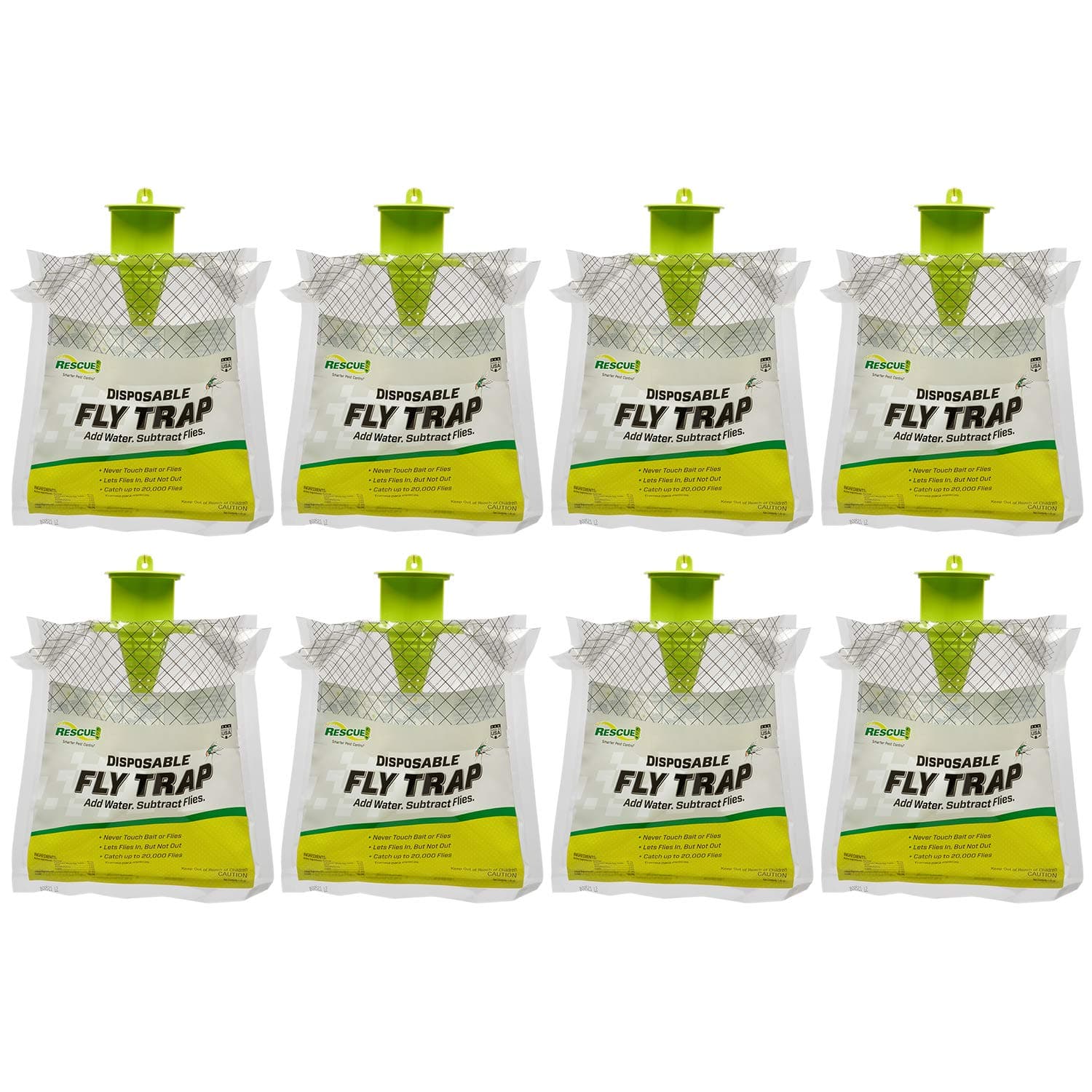 RESCUE! Outdoor Disposable Hanging Fly Trap - 8 Traps