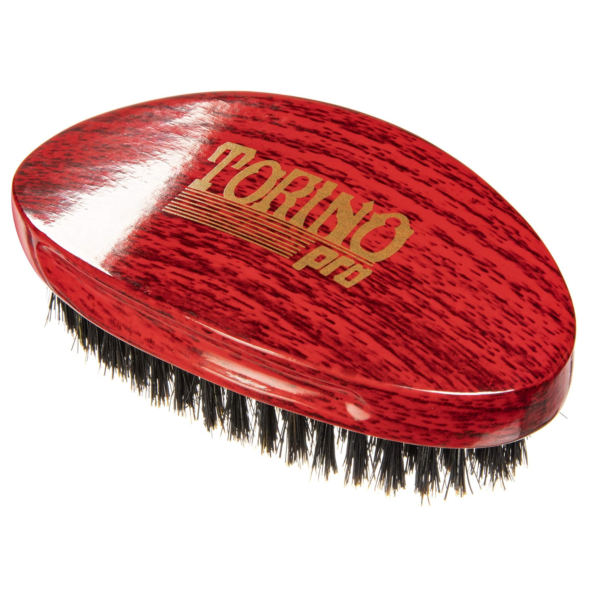 Torino Pro Medium Wave Brush #24- Curve Palm Medium Hair brush for 360 Waves- 100% medium boar bristle Curved Hair brush for men