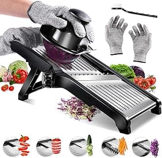 Masthome Mandoline Slicers Professional, Adjustable Mandolin Vegetable Slicer, Kitchen Food Julienne Cutter for Food Prep - Cleaning Brush