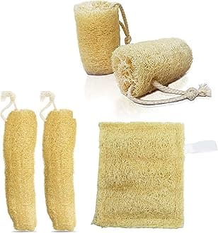 Indigenous Living – Natural Loofah for Bathing Exfoliating Scrubbers | Organic Bath Sponge for Spa Shower | Face, Back and Body Scrubber | Eco-Friendly (Combo 5 Pieces Natural Loofahs)