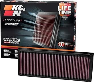 K&N High-Flow Original Lifetime Engine Air Filter: Increase Power: Premium, Washable: Compatible with 1999-2012 MERECEDES BENZ: (See Product Description for Select Models) 33-2181