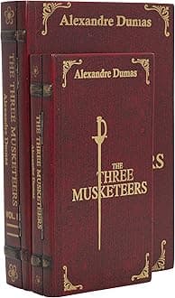 Deco 79 Wooden Decorative Box "The Three Musketeers" Storage Faux Book Decorative Keepsake Boxes, Set of 2 Storage Boxes 11", 9"W, Red