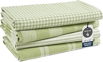 Cotton Kitchen Towels Set, 4-Pack – Absorbent, Quick-Drying Dish Towels, 18" x 28" - Sage Green