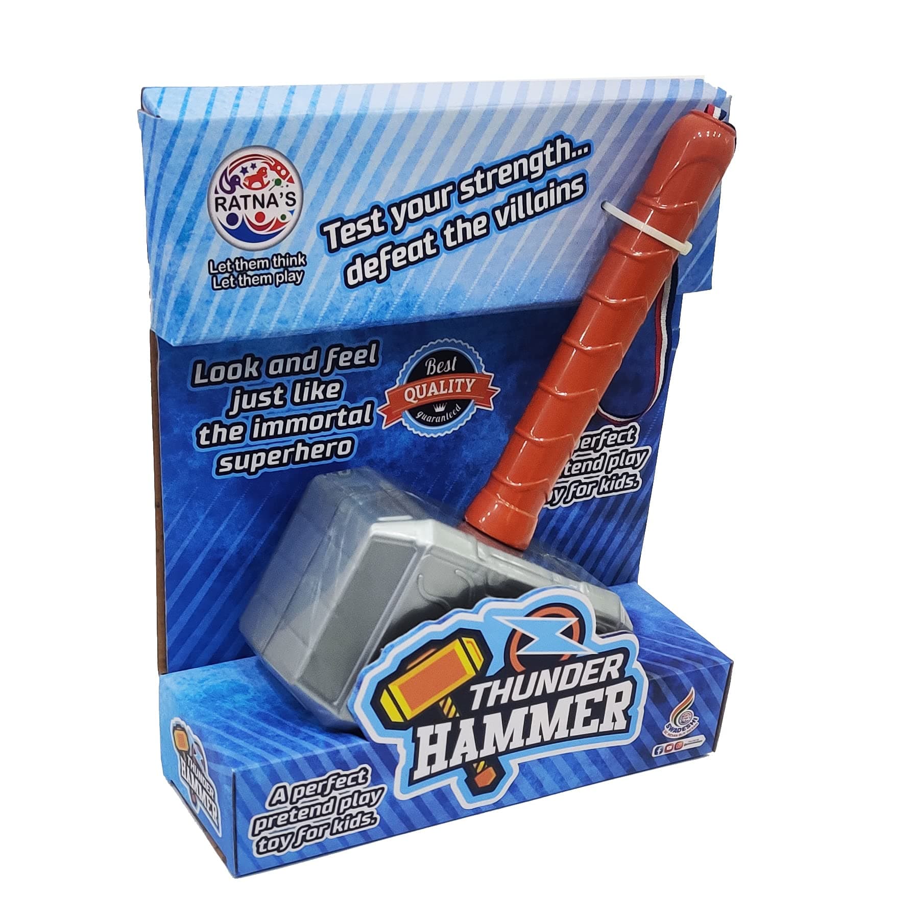 RATNA'S Thunder Hammer Plastic Toy, Light Weight, A Pretend Play Toy Weapon For The Little Superhero Kids,Multicolor