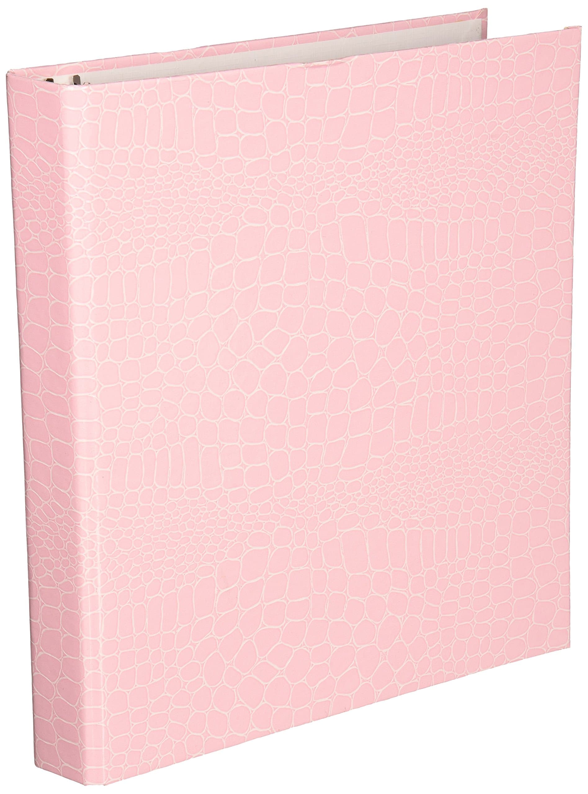 Aurora GB PROformance II Binder, 1 Inch Round Ring, 8 1/2 x 11 Inch Size, Pink, Croc Embossed, Eco-Friendly, Recyclable, Made in USA (AUA10236)