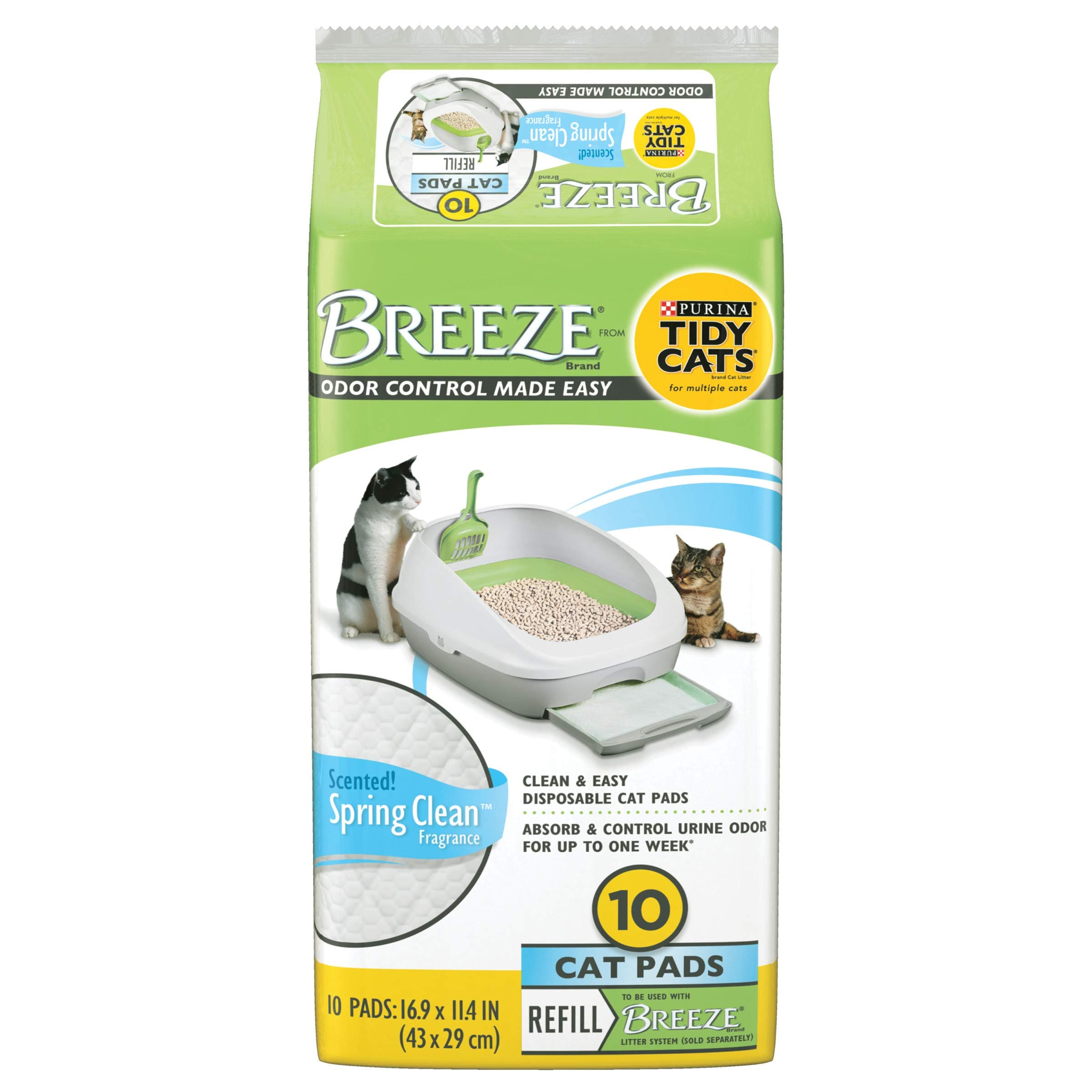 Purina Tidy Cats Breeze Spring Clean Cat Pads Refill Pack - 10-Count Pouches