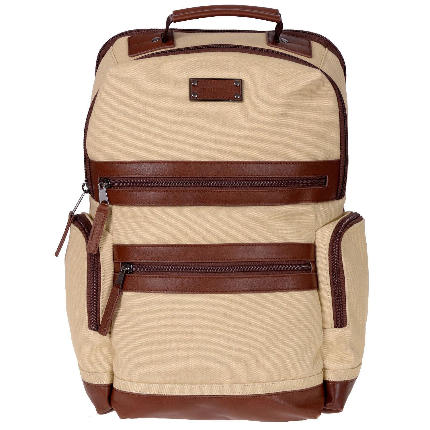 Renwick Business Backpack with Genuine Leather Trim, Cream