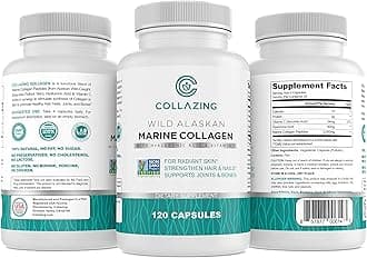 Alaskan Wild-Caught Marine Collagen Peptides with Hyaluronic Acid & Vitamin C - Supports Skin, Hair, Nails, Joints & Bones - Type 1 & 3 Collagen for Women & Men - 120 Powder Capsules