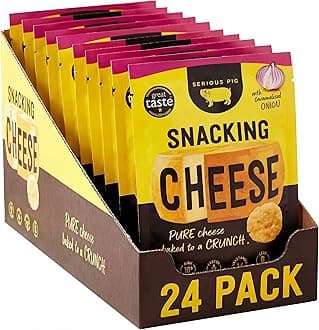 Serious Pig Snacking Cheese Caramelised Onion Flavour - Pure Cheese Crisps High Protein Low Carb (24 x 24g)