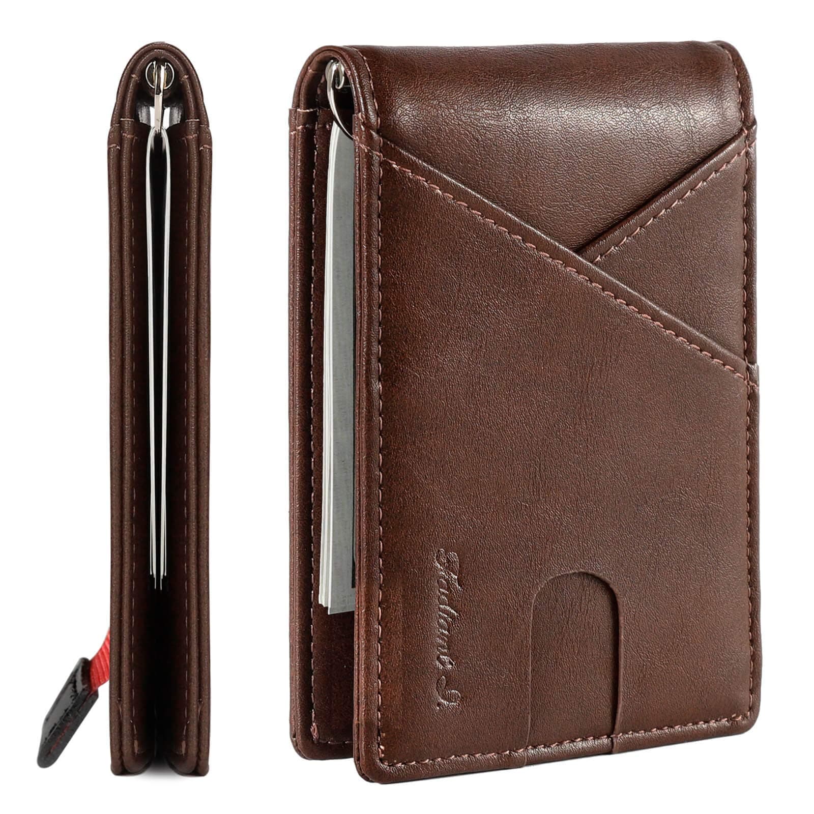 GANSAL Leather Wallet for Men with RFID Blocking, Dark Brown