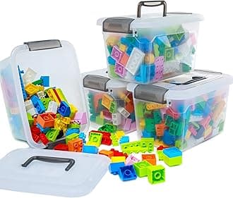 Citylife 4 Packs Plastic Storage Box with Lids Storage Boxs with Handle Clear Stackable Storage Boxes 5L, 27.8 x 19.5 x 16.4cm