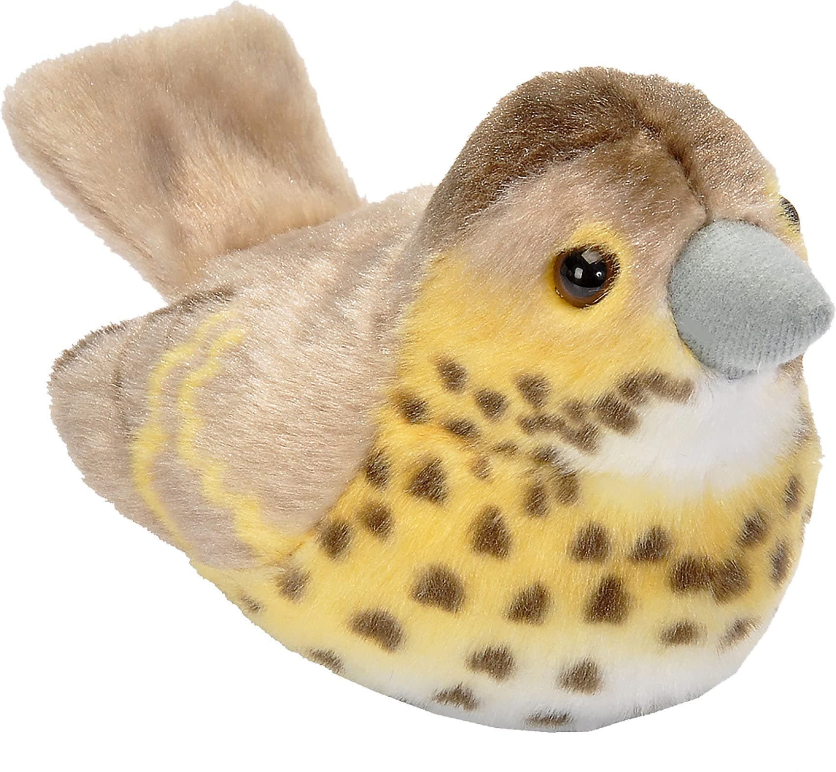 Wild Republic 19497 13-16 cm Song Thrush with Real Bird Calls Plush Toy, Yellow