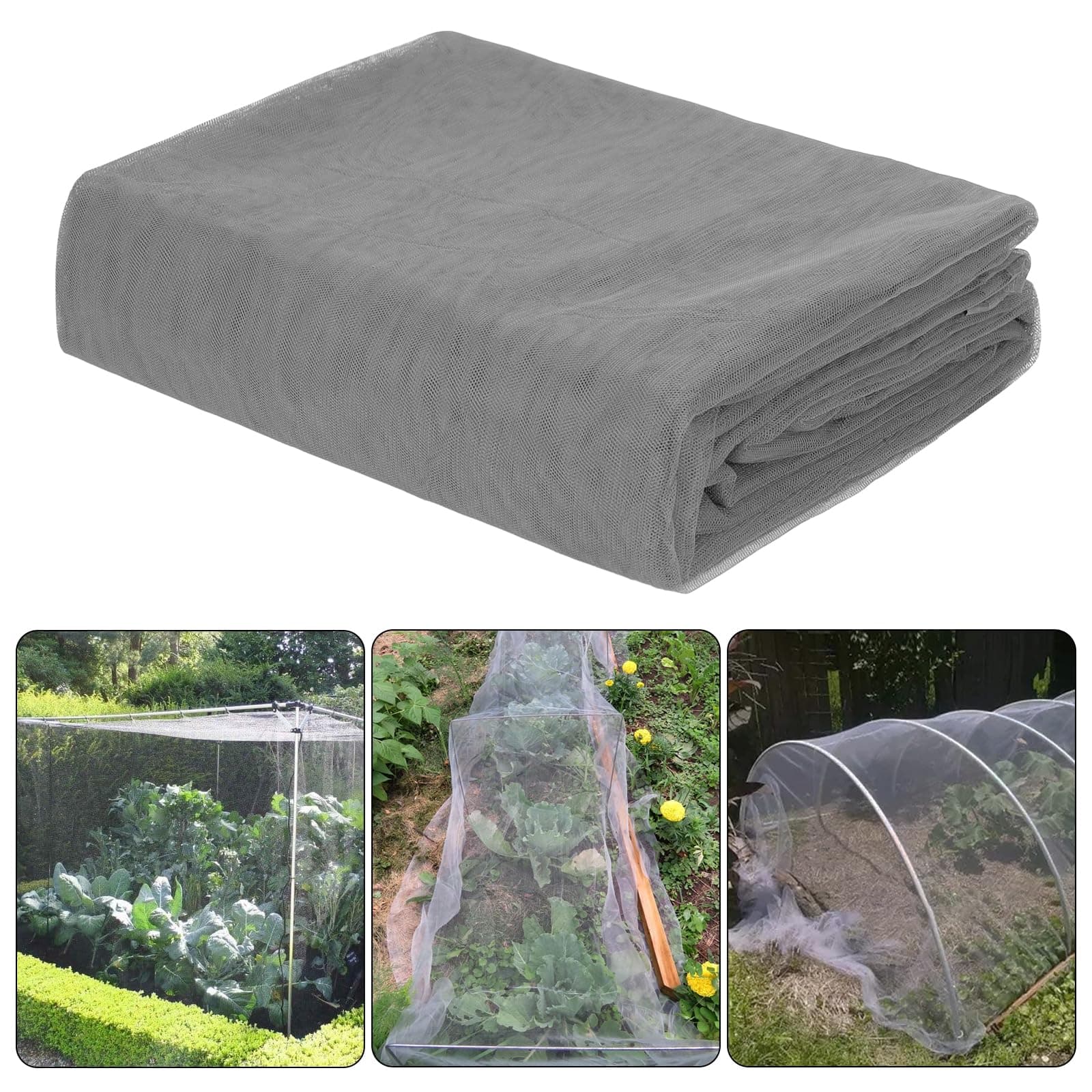Mosquito Netting 39x10Ft Garden Mesh Netting, Fly Bird Net Barrier Hunting Blind Plant Protecting Net, 3x12m Gray