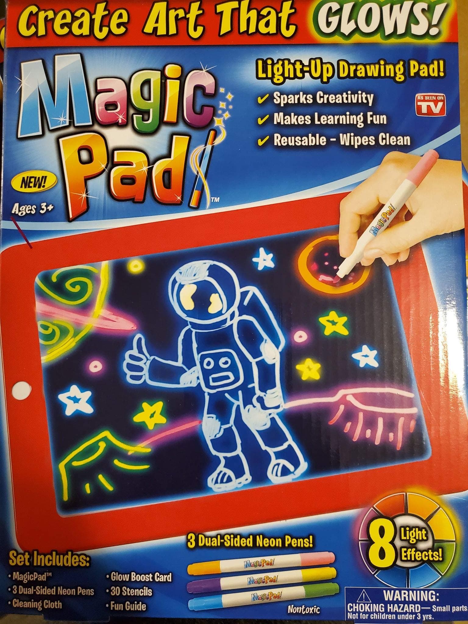 Ontel Bonus Magic Pad Deluxe Light Up LED Drawing Tablet with Extras - Includes 4 Dual Side Markets, Dry Eraser, Glow Boost Card, Fun Guide, 42 Stencils, and Carrying Case