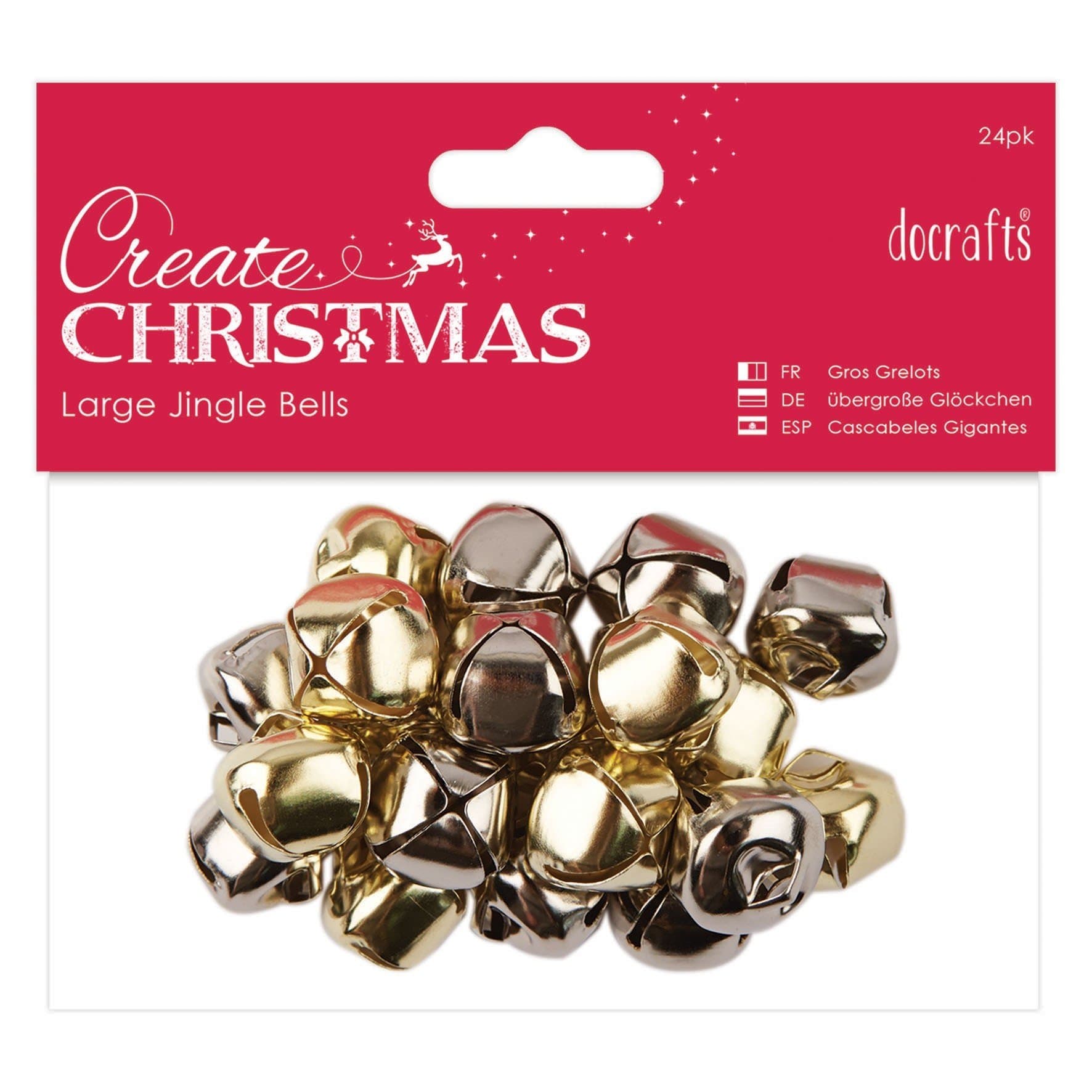 Docrafts Create Christmas Jingle Bells - Large Gold and Silver (20pcs), One Size