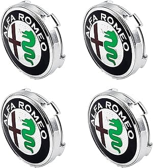 Wheel Hub Center Cap Center Logo Emblem Hub Cover 60mm ABS Material Compatible with AIfa Romeo Accessories (Alfa Colored Chrome)