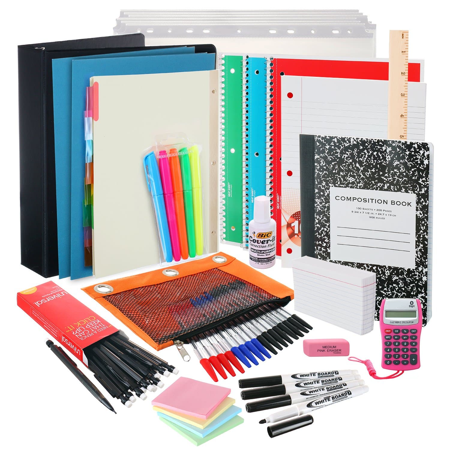 Back to School Supplies Kit for College Students: The Complete Classroom Supply Bundle - Set of 20 High-Quality College School Essentials - Wide Ruled Paper, Pens, Pencils, Notebooks & More Stuff