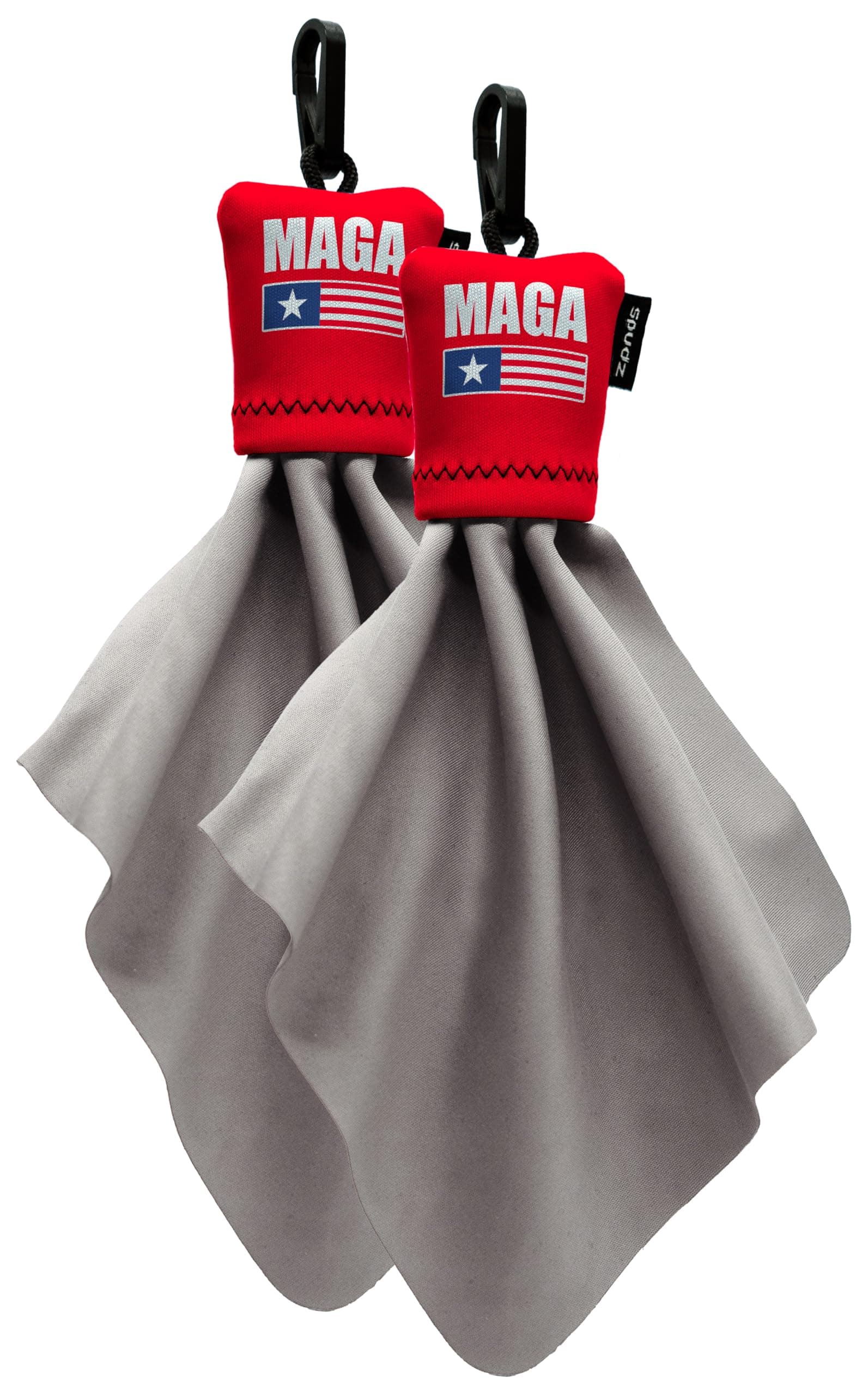 SPUDZ Classic Microfiber Lens Cleaner – Clip-On Pouch, Washable – for Binoculars, Scopes, Glasses, Screens | MAGA, 6 x 6 Inch (2-Pack)