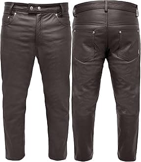 Touch&Torn Leather Pants Motorcycle Pants for Mens 30" to 44" Waist Jeans Style Pant with 5 Pockets Motorbike Pant for Biker