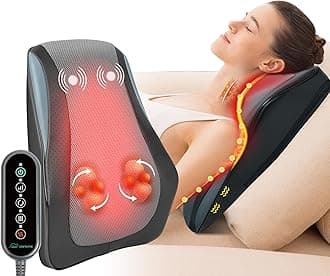 Snailax Back Massager with Heat – 3D Shiatsu Massage Pillow for Neck & Back, Fixed Kneading Nodes, Chair & Sofa Use, Gift for Mom, Dad, Women & Men
