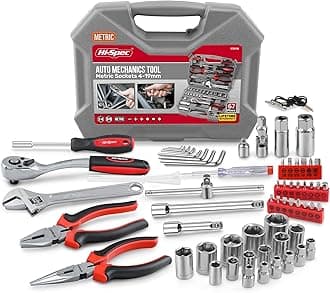 Hi-Spec 67Pc Metric Auto Mechanic Tool Set, Motorcycle & Car Tool Kit, Auto Repair with Pliers, Screwdriver Set, Socket Kit & Tool Box Storage Case for Cars, Trucks, Boats RVs & Jeeps