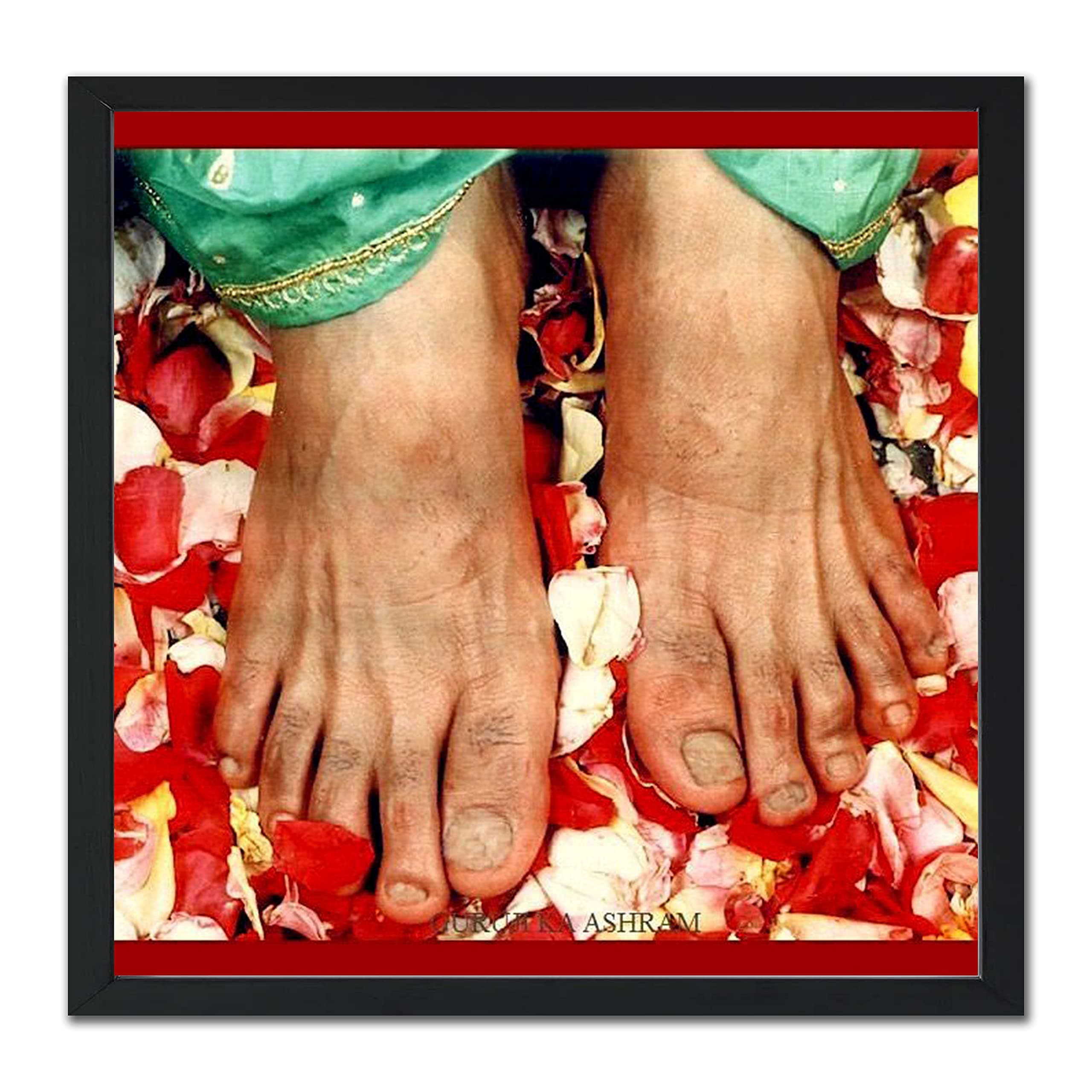 Guruji Charan Swaroop Photo Frame with Front Glass - D05 (Black, 5 X 5 Inch)