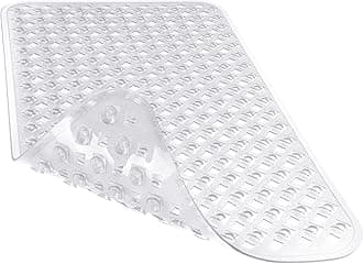 Yimobra Bathtub Mat Non Slip, Super Strong Suction Cups, 27.5"x15.5" Long Shower Mat with Drain Holes, Machine Washable Fast Draining Bath Mats, Bathroom Essentials,Clear
