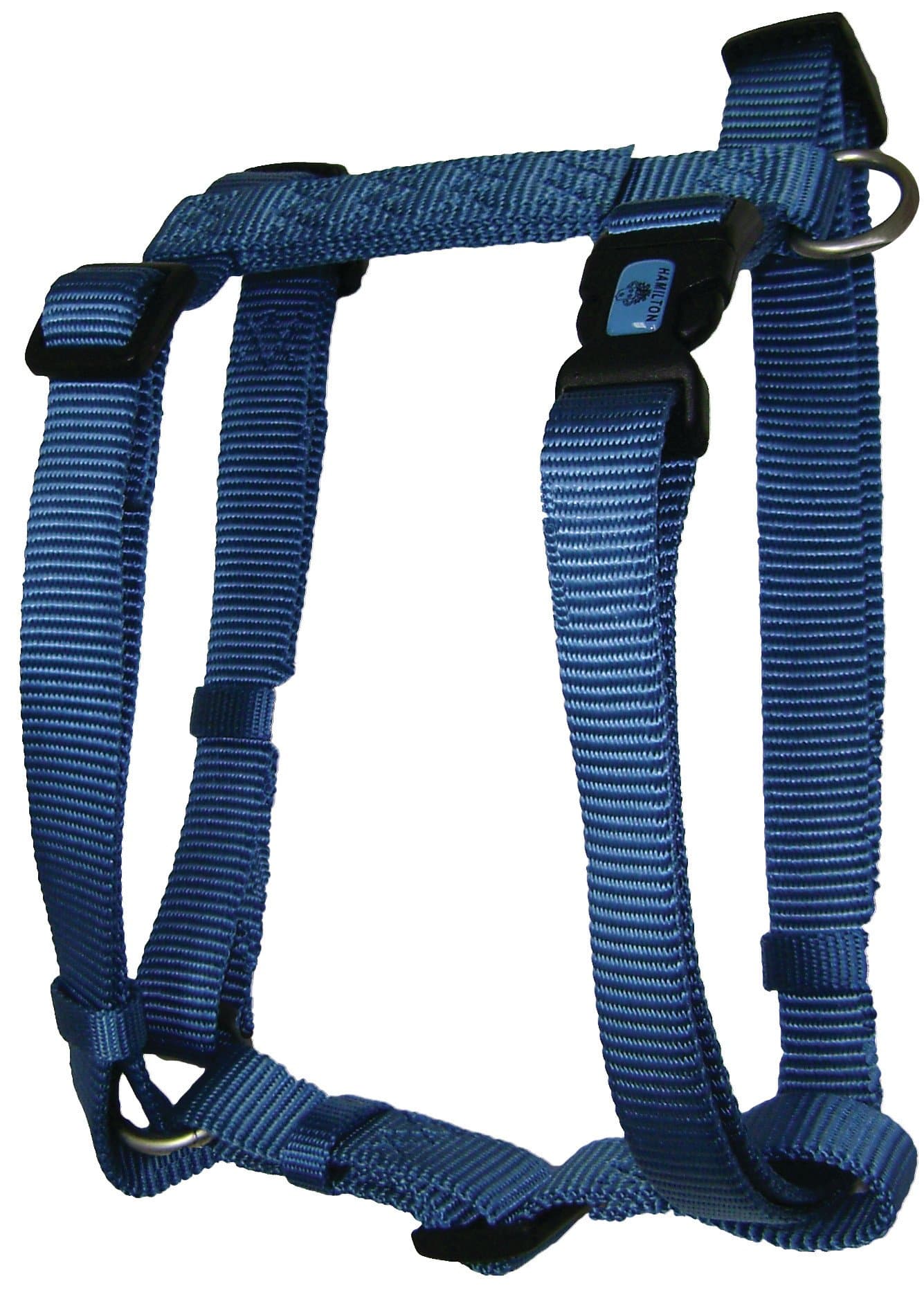 HamiltonB CFA MDOC Adjustable Comfort Dog Harness Fits Chest Size 20 to 30-Inch with Brushed Hardware Ring, Medium, Ocean Blue