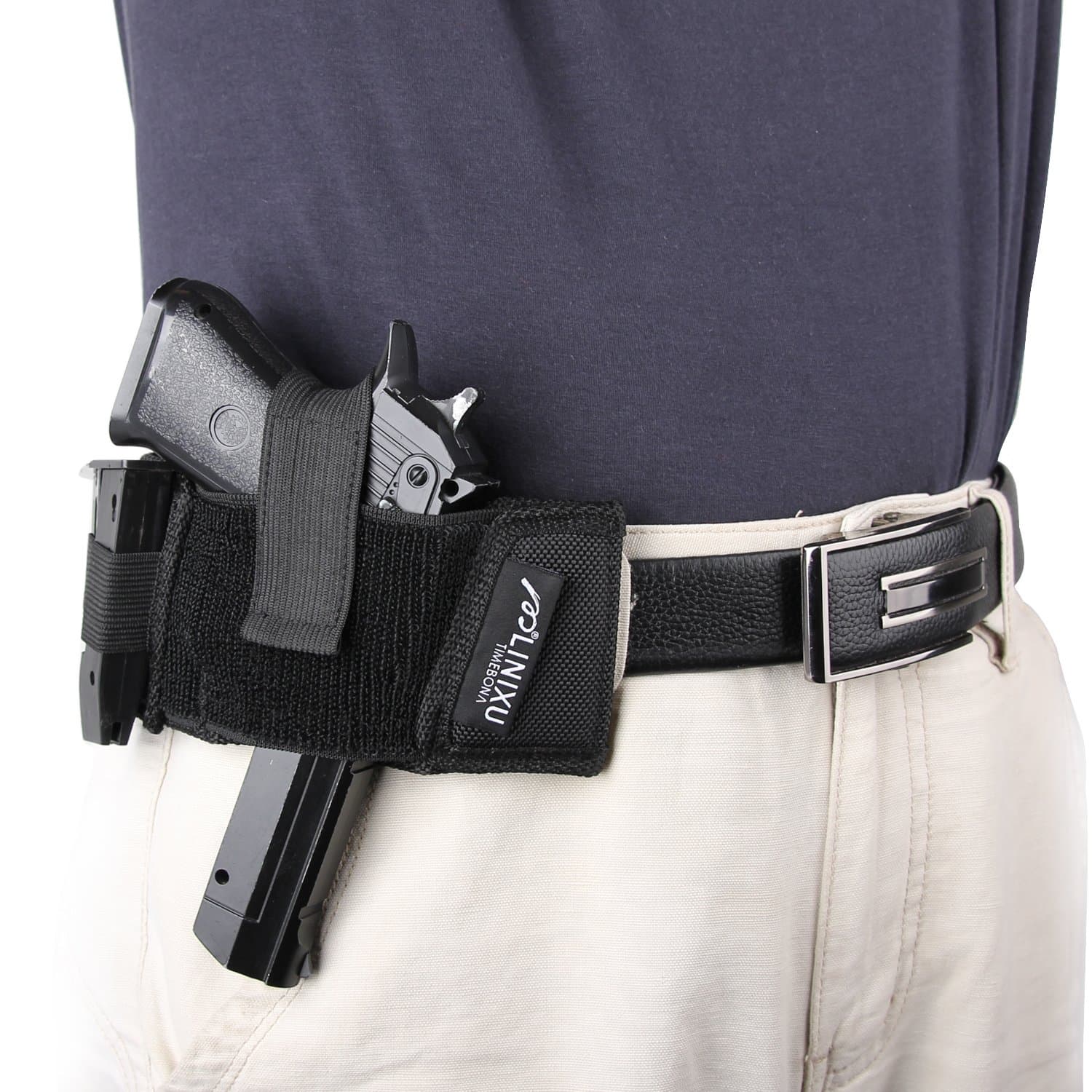 LINIXU TIMEBONA Ambidextrous Flat Belt/Belt Slide Holster Black Nylon