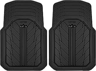 CAR PASS Small DeepDish Floor Mats for Cars, Heavy Duty Rubber Car Mats 2-Piece, Universal Trim-to Fit Automotive Floor Mats Front Only for Truck Van SUV Waterproof All Weather Car Mats (Black)