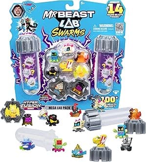 Swarms Hyper Fusion Series, Milk Bones Collectibles, Collect Over 100 Unique Swarms, Mega Lab Pack with 14 Micro Beasts, 14 Stickers & 4 Fusion Caps, Fun for Kids & Fans