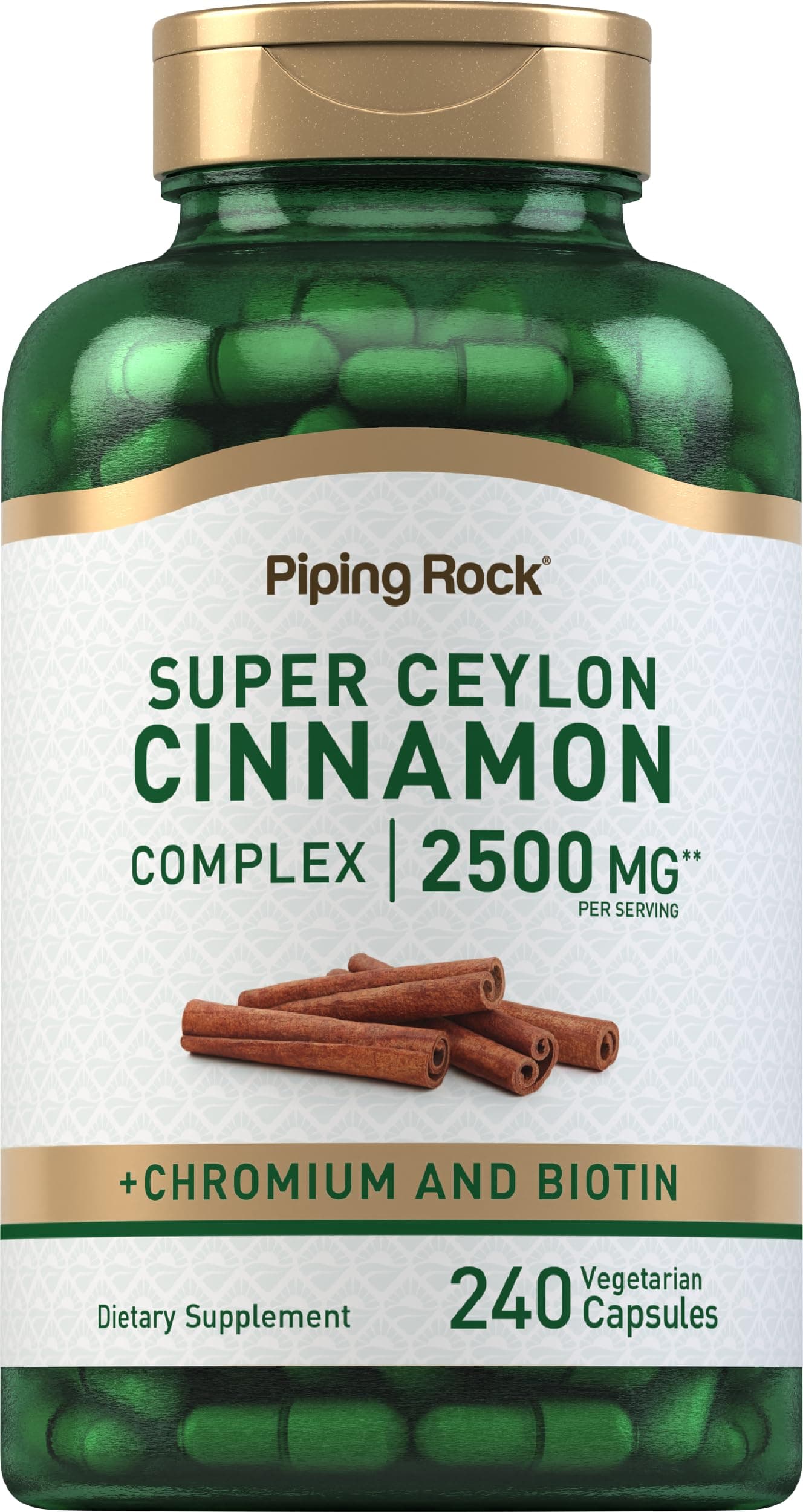 Super Ceylon Cinnamon Complex Capsules | 240 Powder Pills | Extract Supplement with Chromium and Biotin | Vegetarian, Non-GMO, Gluten Free