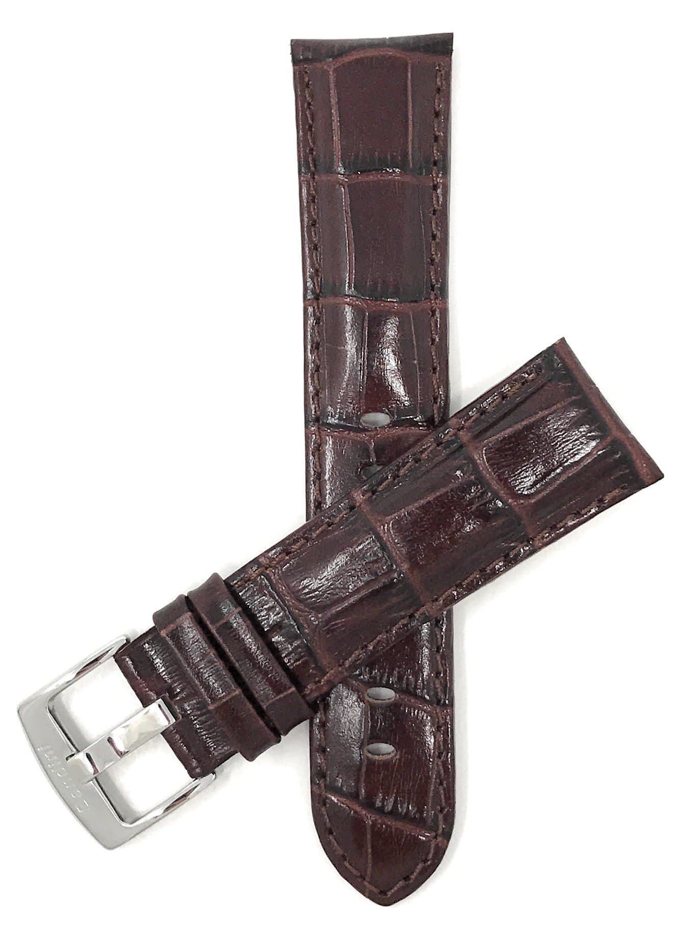 BandiniMens Leather Watch Band Strap - Alligator Pattern - XL or Regular Length - 22mm 20mm 18mm 24mm 26mm 28mm 30mm 32mm 34mm 36mm 38mm