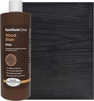 Furniture Clinic Wood Stain | Slate | Water Based | Fast Drying, Low Odor, & Non-Toxic | for Indoor & Outdoor Furniture and More | Multiple Finishes | (17oz / 500ml)