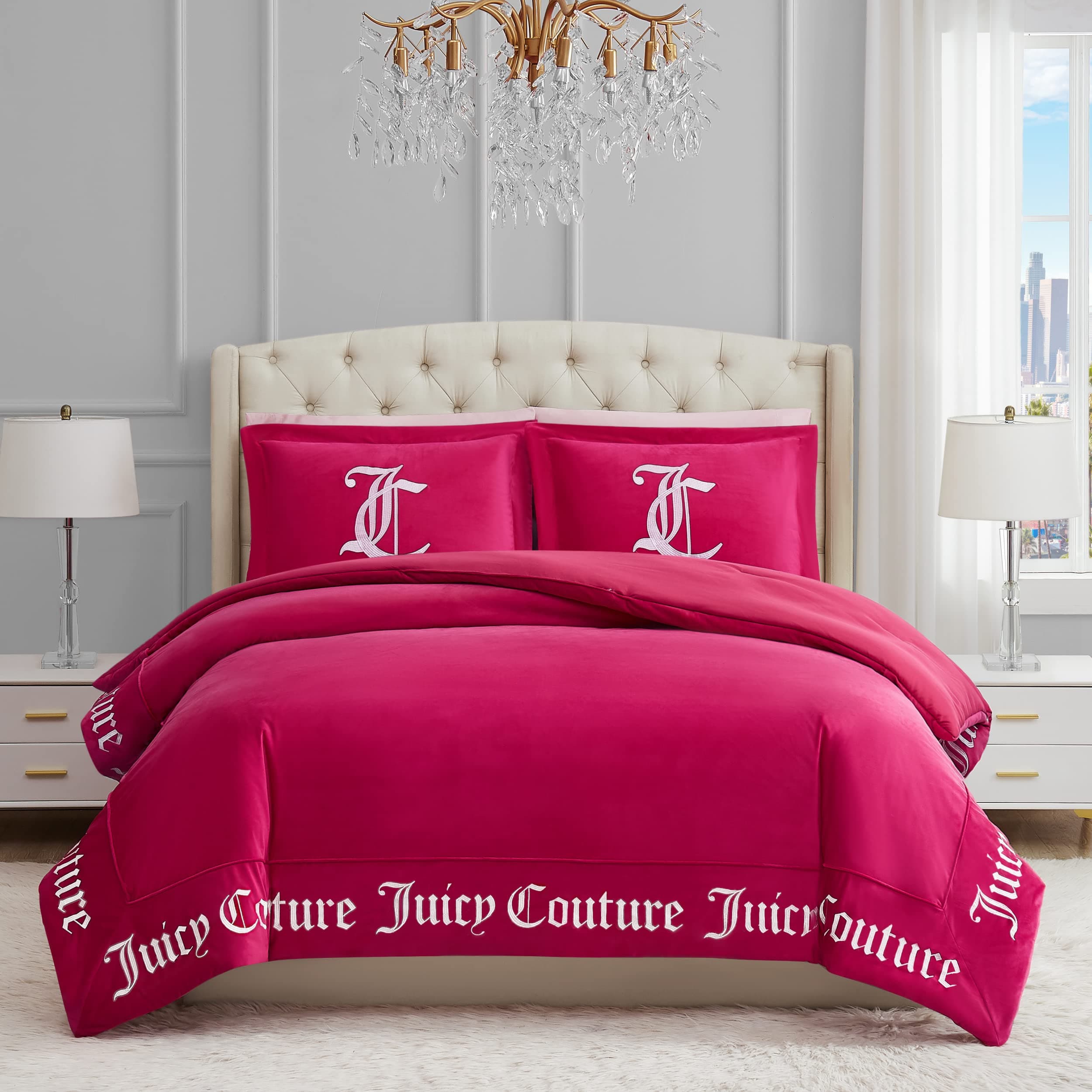 Comforter Set - Gothic Design Bedding - Queen - 3 Piece Set Includes (1) 90" x 92" Comforter and (2) 20" x 26" Shams - Wrinkle Resistant - Premium Bedroom Decor - Hot Pink