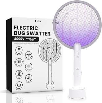 LiBa Electric Fly Swatter Racket, 2 in 1 Electric Bug Zapper USB Rechargeable, 4000V Indoor Outdoor Mosquito Zapper with 5 Layer Safety Mesh, Cordless Insect Killer Trap Home Office Camping Patio