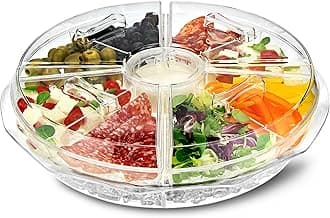dine@drinkstuff On Ice 8 Section Appetiser Tray - Ice Chilled Sharing Platter with Dip Cup and Lids for Fresh Snacks