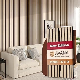 Avana Acoustic Wood Wall Panels – 47.2 X 12.6 White Oak Acoustic Panels Set Of 2 – Modern Wall Panels For Interior Wall Decor For Homes, Offices, Studios – Sturdy And Durable Wood Panels For Wall
