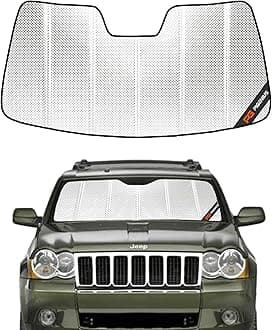 Pigenius Windshield Sun Shade for Jeep Grand Cherokee 2008-2010. Reflective Aluminum Film Front Window Sunshade - BLAZBLOCK