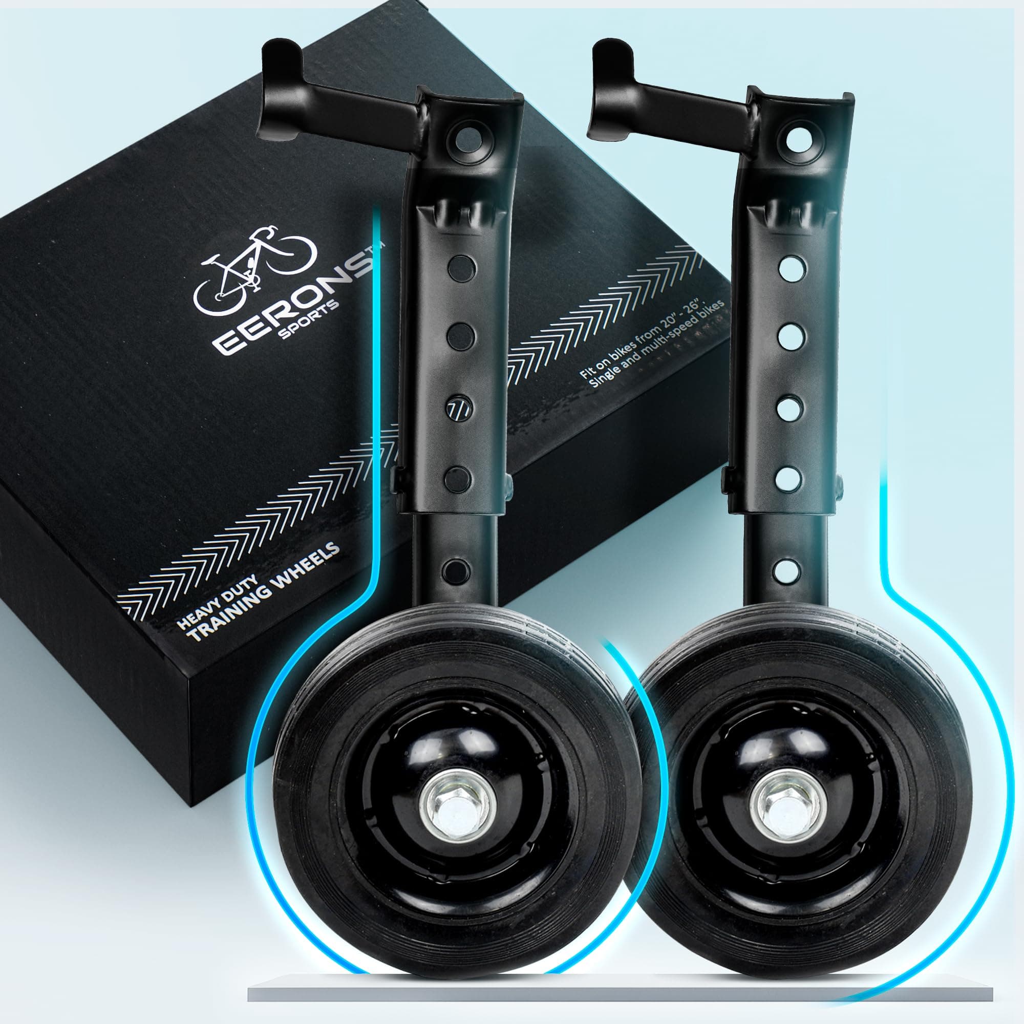 Heavy Duty Adjustable Training Wheel, Fits 24 to 29 Inches Bicycles, Perfect for Learning & Balance Support, Bike Learning Aid, Supports up to 200 lbs | Sturdy Bicycle Stabilizer (Black)