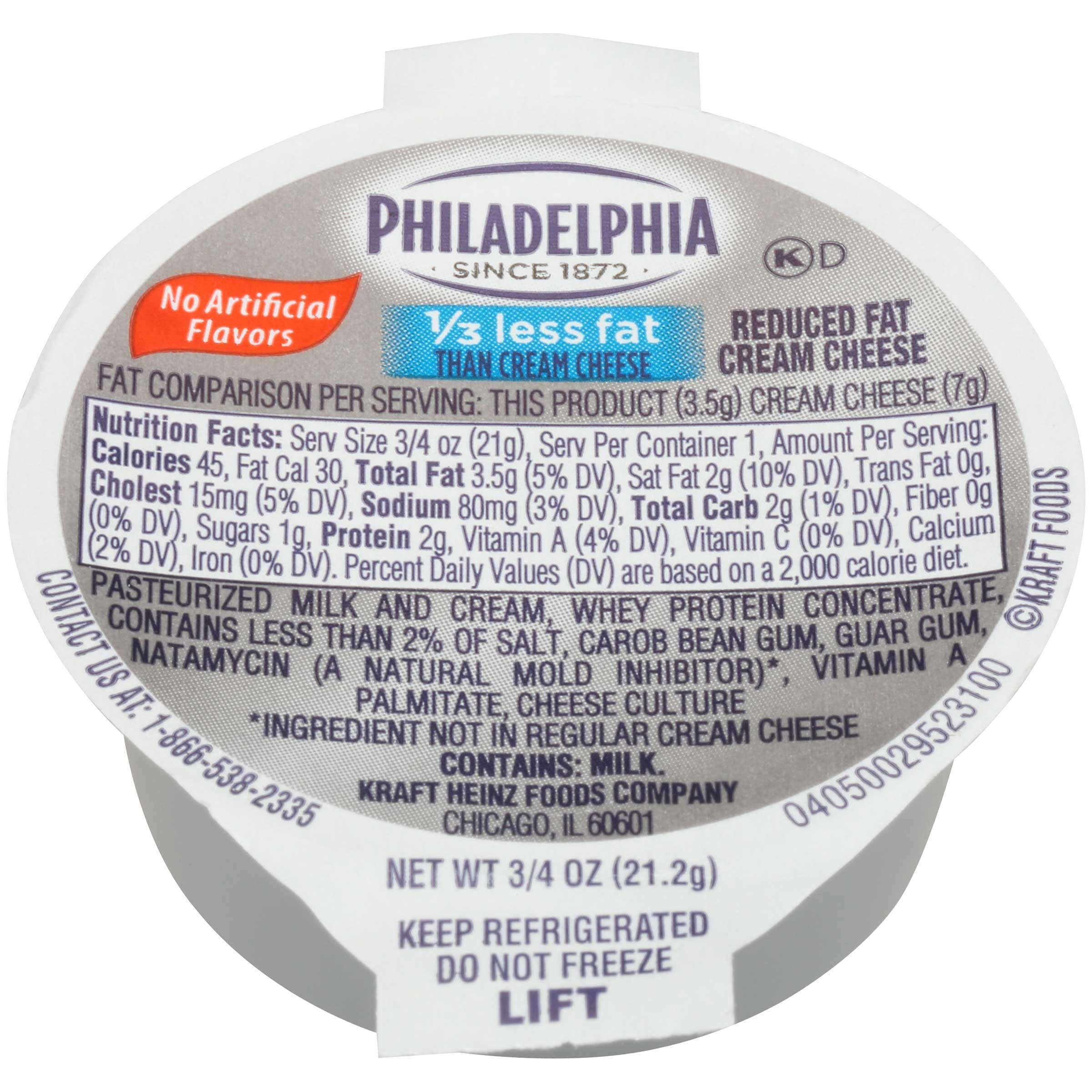 Kraft Philadelphia Lite Cream Cheese Cups (100 Pack)