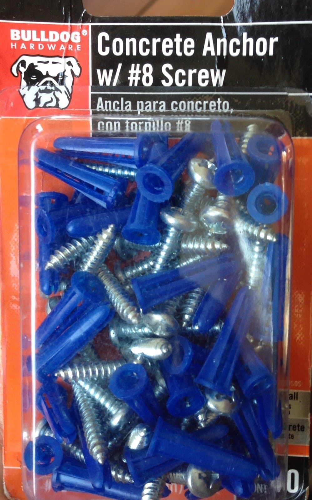 Plastic Concrete Anchors with #8 Screws, 40 Pieces