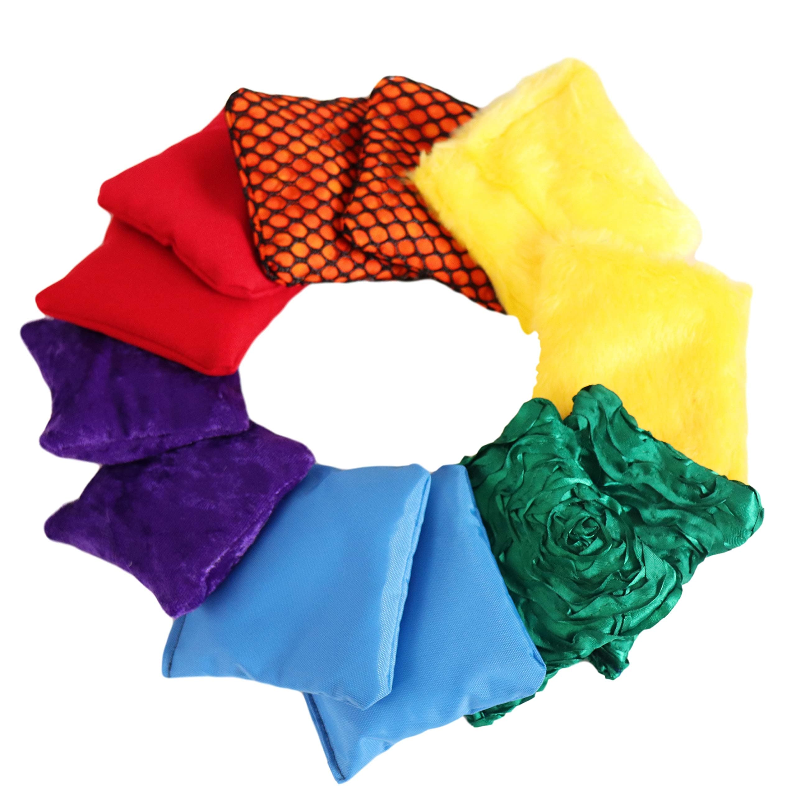 Bear Paw Creek4" Textured Bean Bags - 12 Pack Includes Two of six Different Textures and Drawstring Storage Bag, Direct from USA Manufacturer