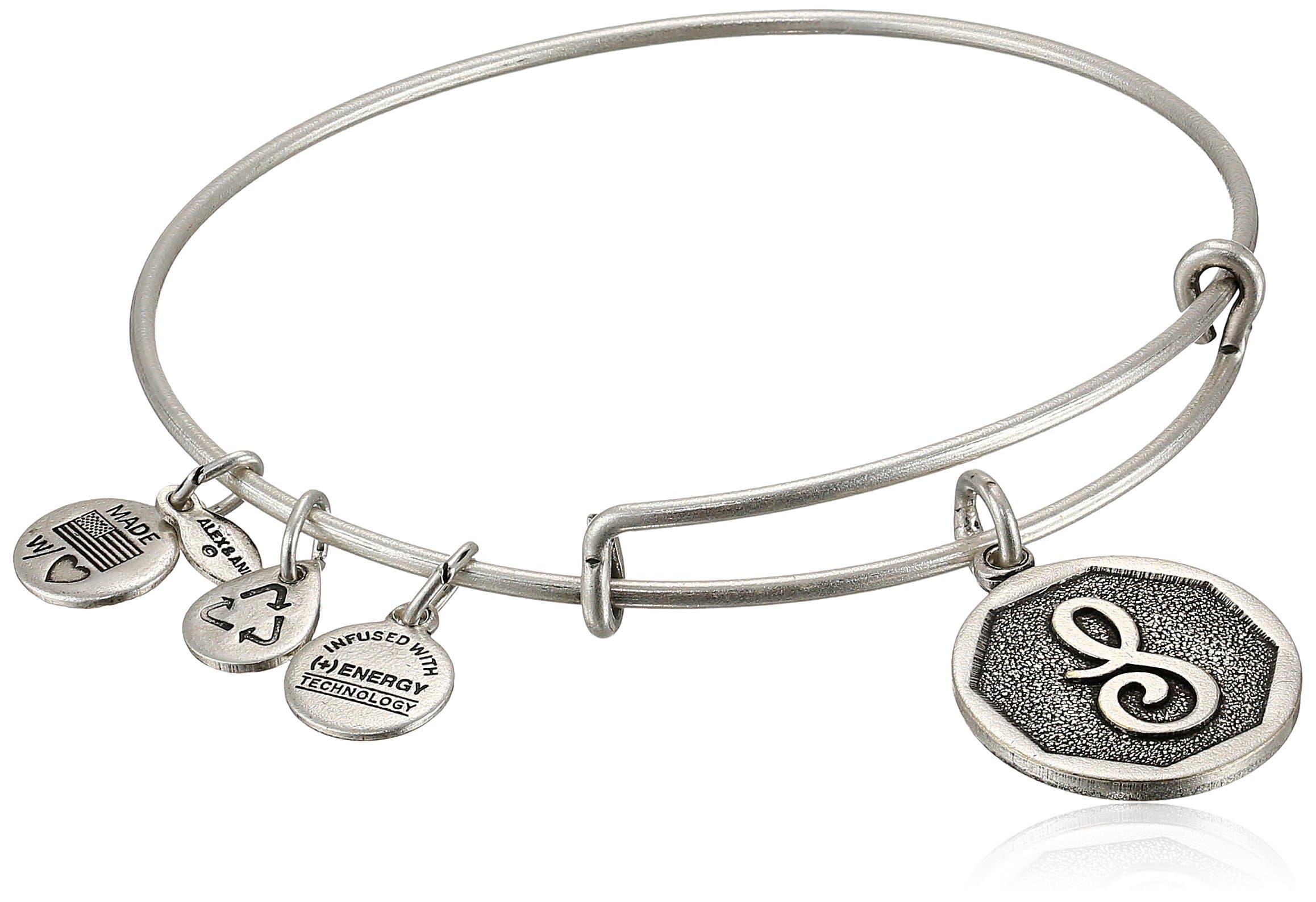 Initial Expandable Wire Bangle Bracelet, 2.5"