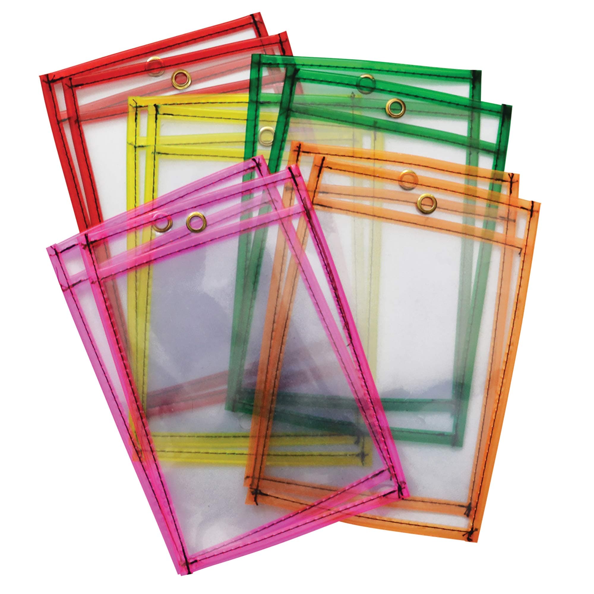 Mind Sparks Dry Erase Pockets (10 Piece), Neon, 6 x 9