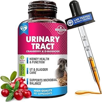 Cat & Dog Urinary Tract Infection Treatment & Natural UTI Medicine Cranberry-Kidney+Bladder Support Supplement - Best Prevention Incontinence, Bladder Stones - Pet Renal Health & UTI Care Drops