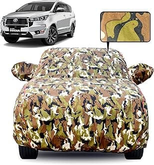 Car Cover for Toyota Innova Crysta 2016-2025 Models | 100% Waterproof, Dustproof, UV Resistant | All-Weather Protection with Mirror Pockets | Custom Fit, Triple Stitch | Jungle Print